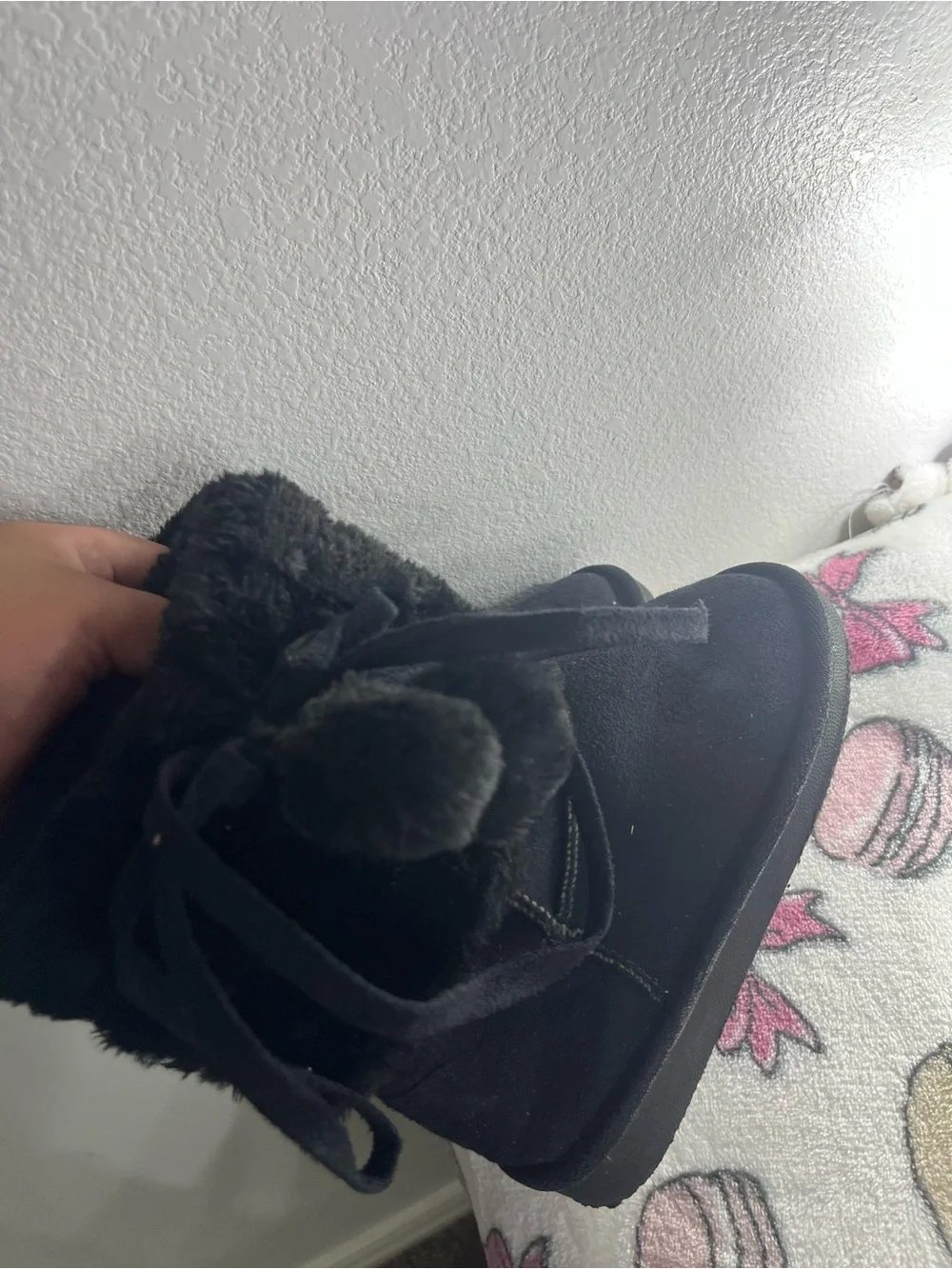 Black Faux-Fur Winter Boots - kids Cozy Slip-On